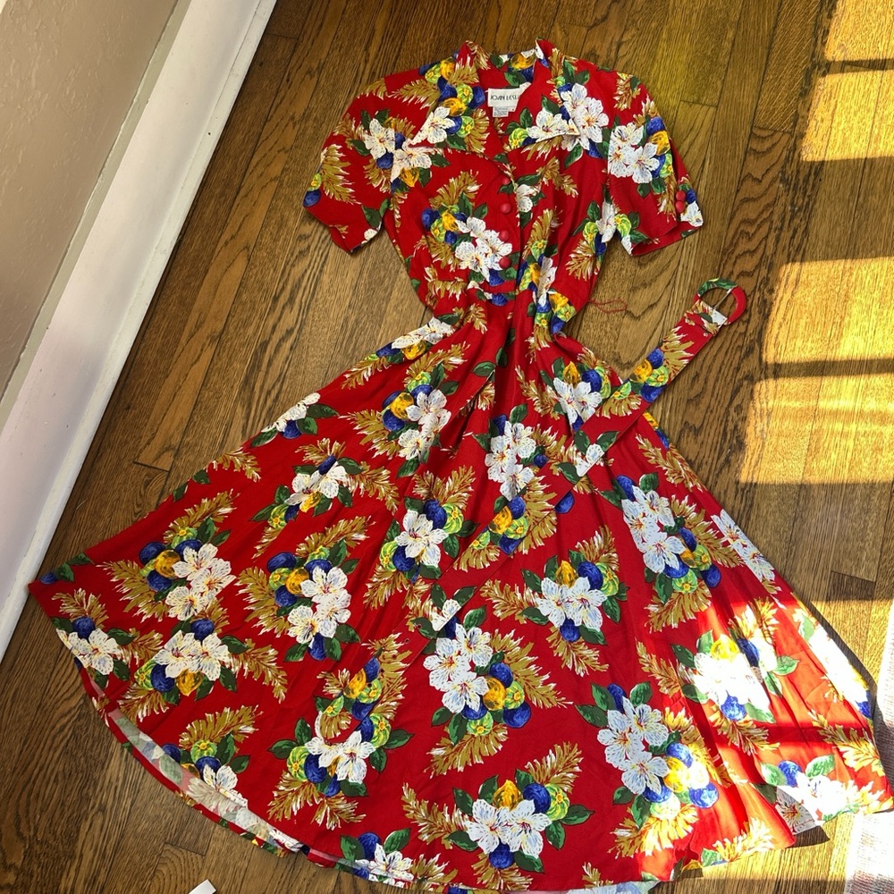 American Vintage Red Floral Midi Dress
